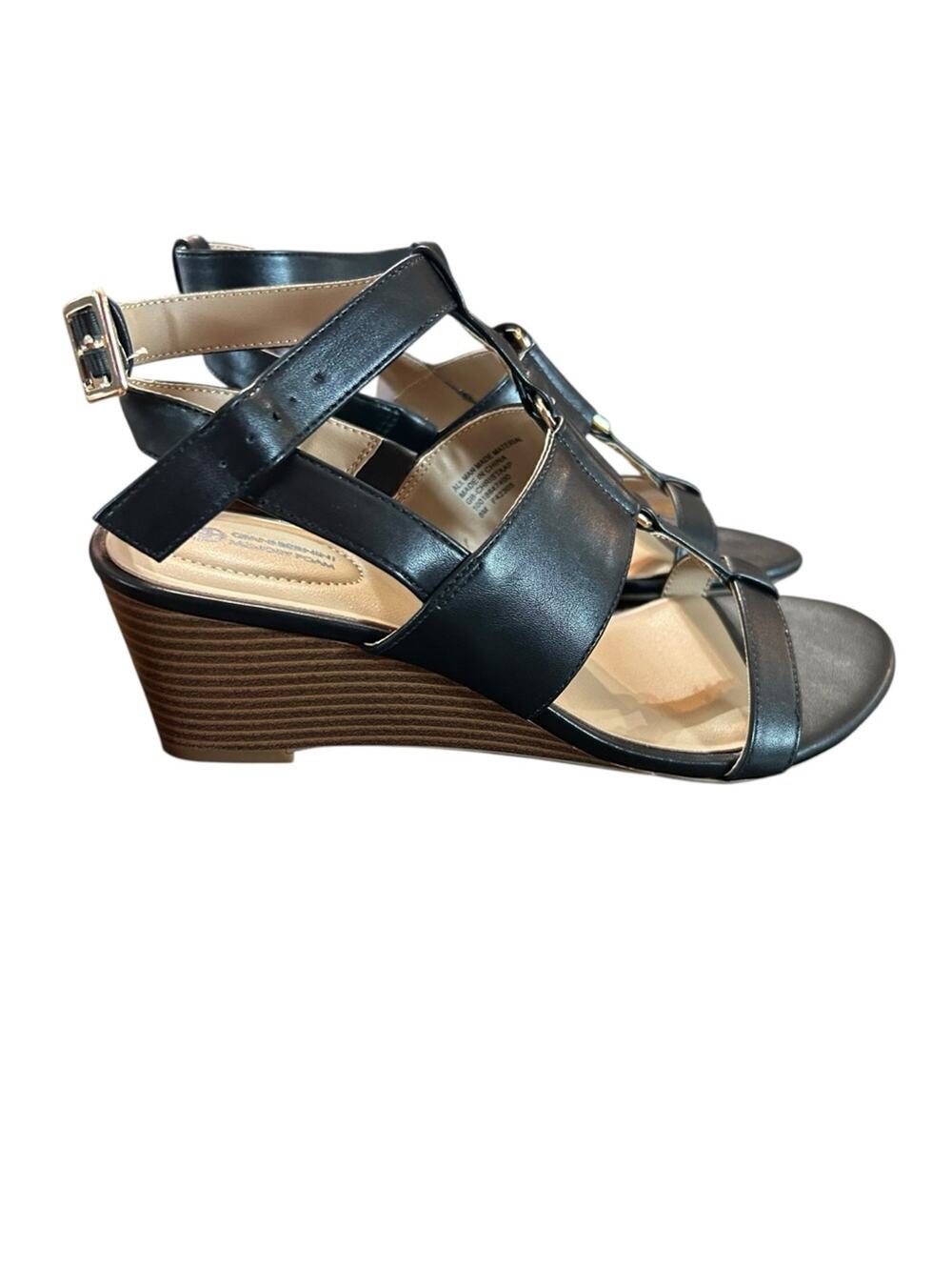 Giani Bernini Christa Black Wedge Sandals NEW Size 8